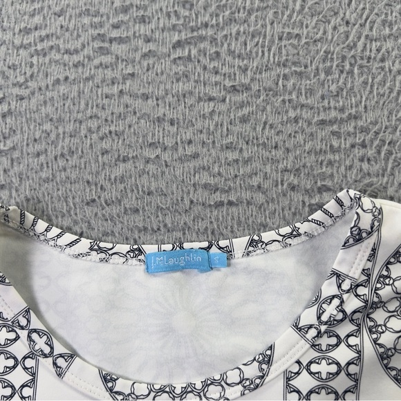 J McLaughlin Top Womens Small White Geometric Catalina Cloth 3/4 Sleeve Preppy - Picture 4 of 6
